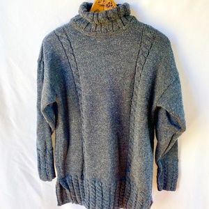 Cladyknit Irish Sweater Cozy Knit Oversized Grey